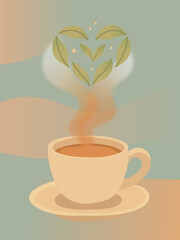Tea Cup with Heart Shaped Leaves 