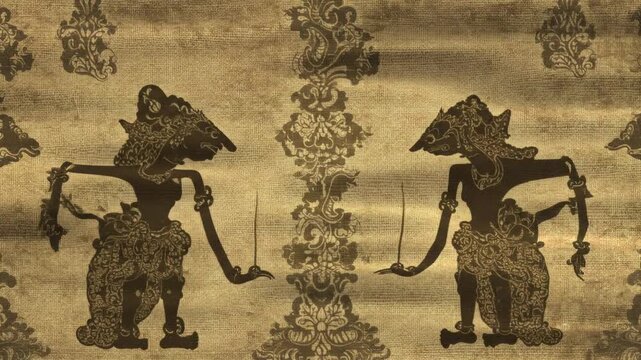 Intricate Shadow Puppet Art A Vintage Indonesian Wayang Kulit Design