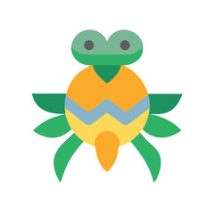 Cute geometric cartoon beetle illustration on a black background