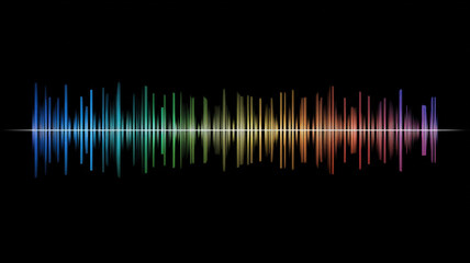 Rainbow Colored Audio Spectrum Analyzer with Vertical Frequency Bars Creating Classic Sound Waveform Visualization