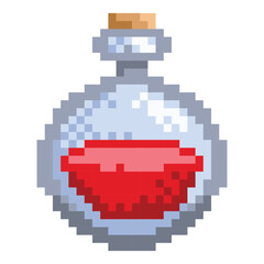 Fototapeta premium retro pixel art red potion bottle vector illustration