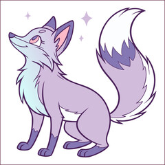 A cartoon illustration showing a colored fox and a black and white line art version of the same fox