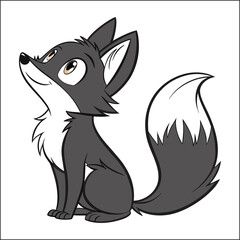 A cartoon illustration showing a colored fox and a black and white line art version of the same fox