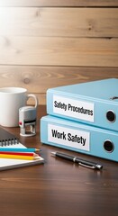 Safety procedures work safety binders office desk workplace compliance documents