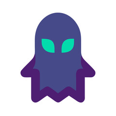 Flat design spooky ghost with glowing eyes illustration