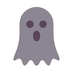 Simple flat ghost illustration on black background for Halloween