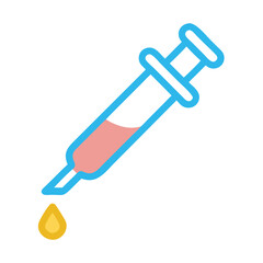 Illustration of a medical syringe with dripping liquid drop