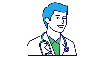 Fototapeta premium Smiling Male Doctor Wearing Stethoscope Isolated on White Background