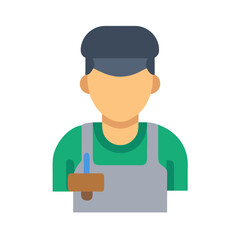 Illustration of worker icon avatar in flat design style