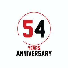 54th anniversary celebration, golden anniversary celebration logo type isolated on white background, vector illustration