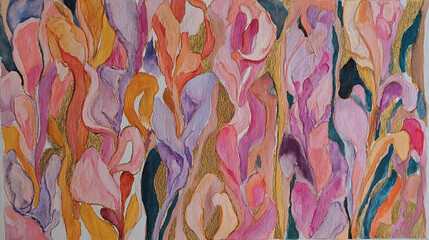watercolor pictures Natural little a Lisianthus flower field in a lifestyle style expressing wonder with pastel floral shades and golden lighting harmony
