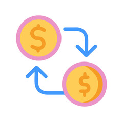 Money Exchange Icon Concept: Currency Transaction and Financial Transfers