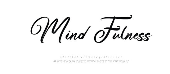 Mind fulness Minimalist Handwritten Font. Elegant Script Signature Font for Wedding Invitations, Business Branding, and Fashion Projects. vector	