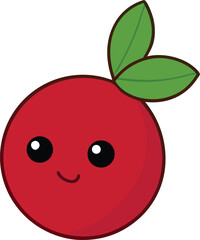 Obraz premium Cute cranberry character vector illustration scalable fruit icon for adobe stock eps transparent background