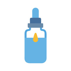 Dropper bottle containing liquid on black background illustration