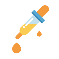Vector illustration of a dropper with golden liquid solution