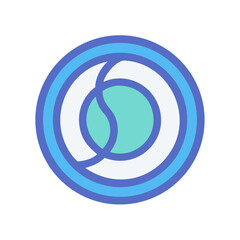 Abstract Circular Graphic with Intersecting Forms in Muted Colors