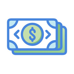 Stack of paper money featuring dollar sign icon