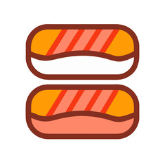 Two stylized sushi pieces on a black background