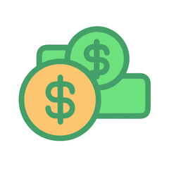 Flat icon illustration depicting finances savings and money