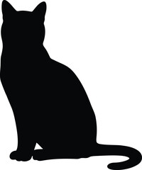 Elegant black cat silhouette sitting gracefully on vector