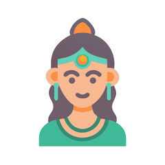 Flat vector illustration of a Hindu goddess avatar icon
