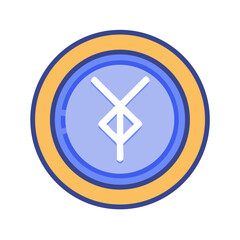 Abstract graphic flat design featuring rune symbol in circle