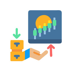 Flat design shows rising value and falling cost trend