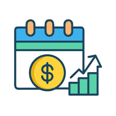 Calendar with dollar symbol showing financial growth concept icon