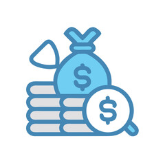 Stylized Icon of Financial Wealth, Cash, and Coin Stack