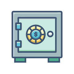 Vector illustration of a closed safe with a combination