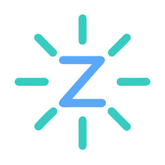 Minimalist letter Z logo with radiating light rays design