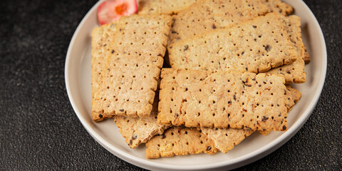cracker whole grain healthy food durum wheat cookies tasty snack fresh delicious gourmet food background on the table rustic top view copy space