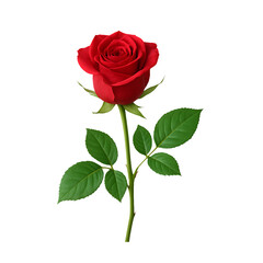Naklejka premium Single Red Rose with Stem Transparent PNG Isolated Object
