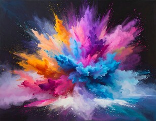Vibrant explosion of colorful powder