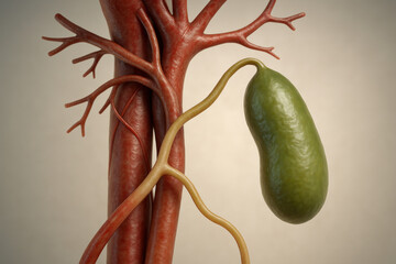 Gallbladder Anatomy Illustration: Realistic medical visualization of human digestive system, Illustration