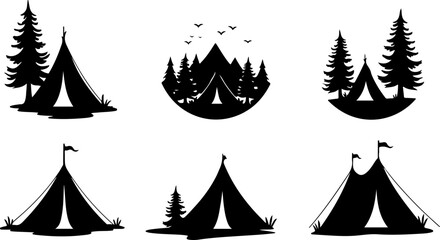 "Camper Van Camping Silhouette Set"
