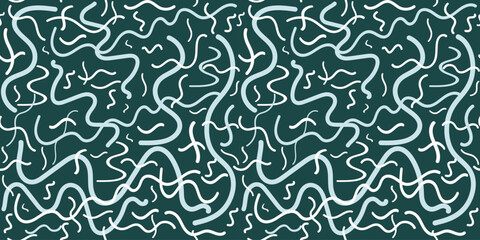 Curls, lines, spirals. Abstract seamless pattern. Hand drawn figures. Vector background for wallpaper, wrapping paper, textile, scrapbooking.
