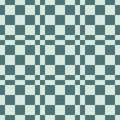 Pattern created from teal green squares and diamonds against a mint green background