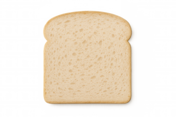 Close-up of a single slice of white bread isolated on a transparent background, ideal for food-related projects
