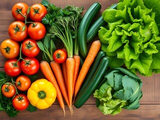 Organic Vegetables and Fruits Flat Lay