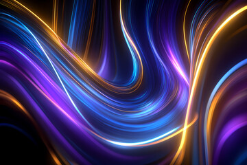 Abstract glowing wave lines with neon light effects