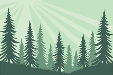 Obraz premium Misty Morning Forest Vector Illustration