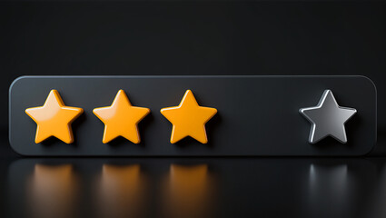 Fototapeta premium Star Rating System with Three Golden Stars