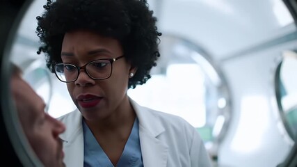 Doctor consulting patient with hospital. - Powered by Adobe