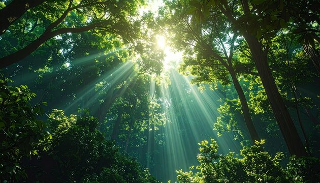 sun shining through the trees