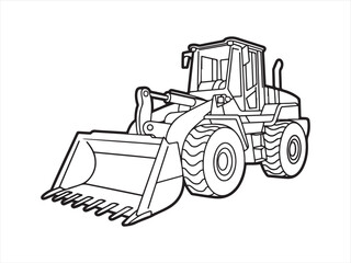 Naklejka premium Wheel Loader Digging Dirt at Building Site with Large Shovel