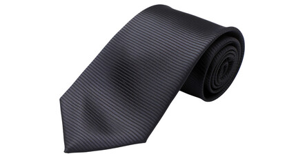 Sleek Black Necktie Isolated on White Background