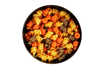 pasta trottole tricolor pasta spiral dish twisted Italian food tasty snack fresh delicious gourmet food background on the table rustic top view copy space  vegan and vegan food
