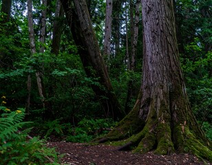 Lush forest floor with towering trees (2)